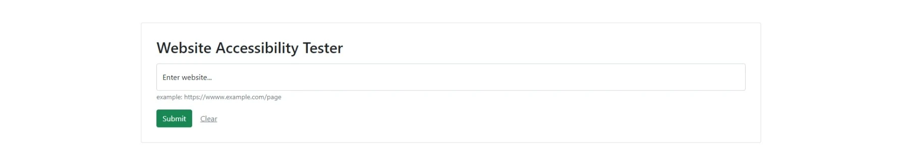 Screenshot Website Accesibility Tester interface